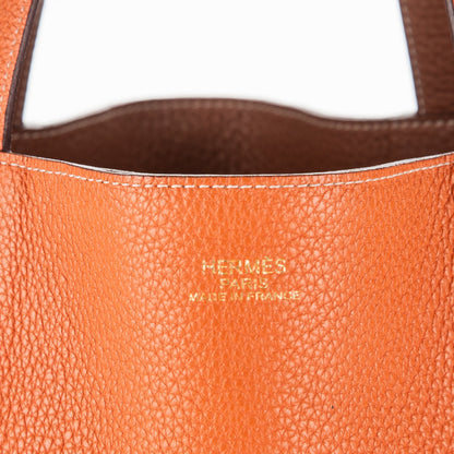 Hermes Taurillon Clemence Double Sens 36 Reversible Tote Gold Orange 9 of 17