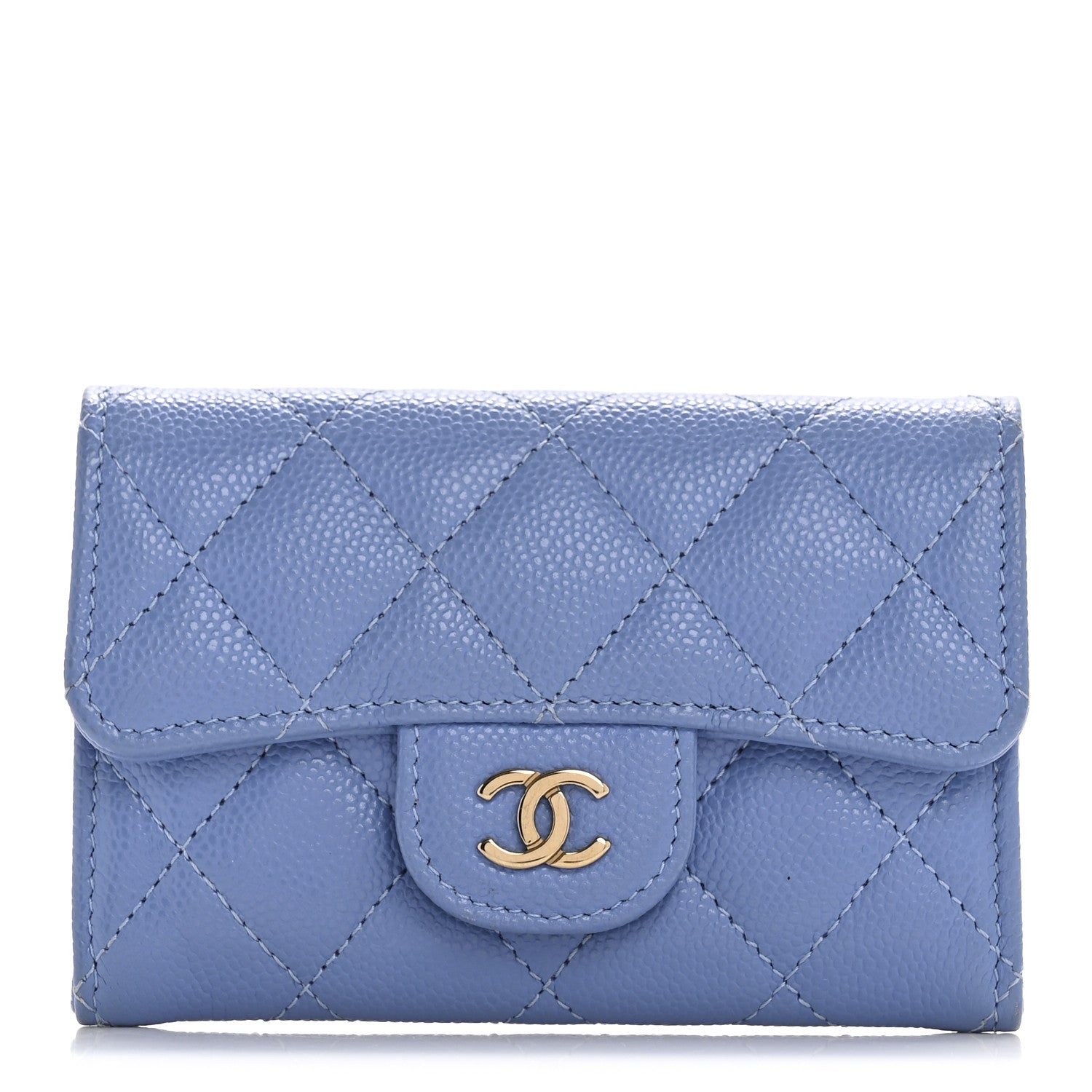 Chanel Caviar Quilted Flap Card Holder Wallet Blue 1 of 9