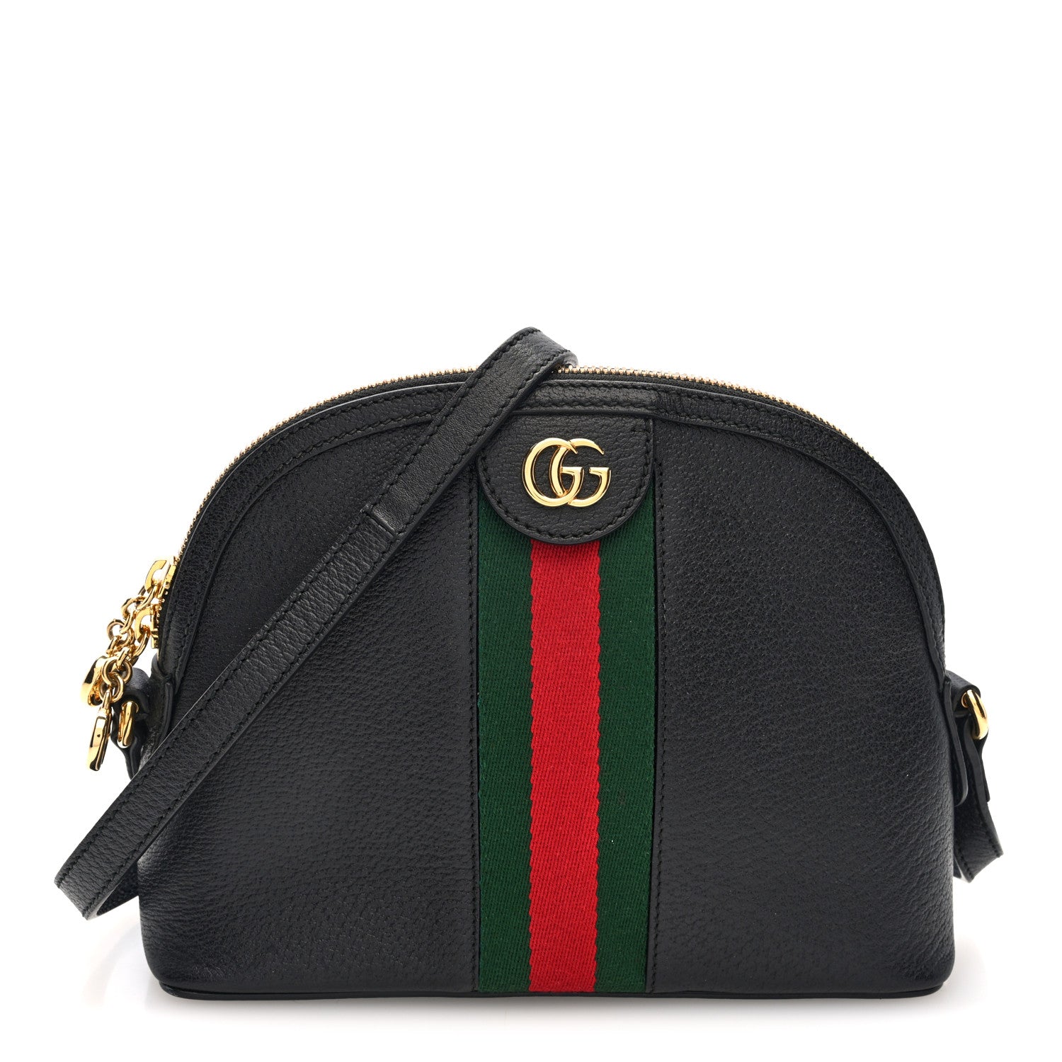 Gucci Calfskin GG Web Small Ophidia Dome Shoulder Bag Black 1 of 10