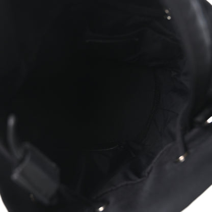 Balenciaga Recycled Sport Nylon Logo Embroidered Wheel Drawstring Bucket Bag Black White 5 of 10