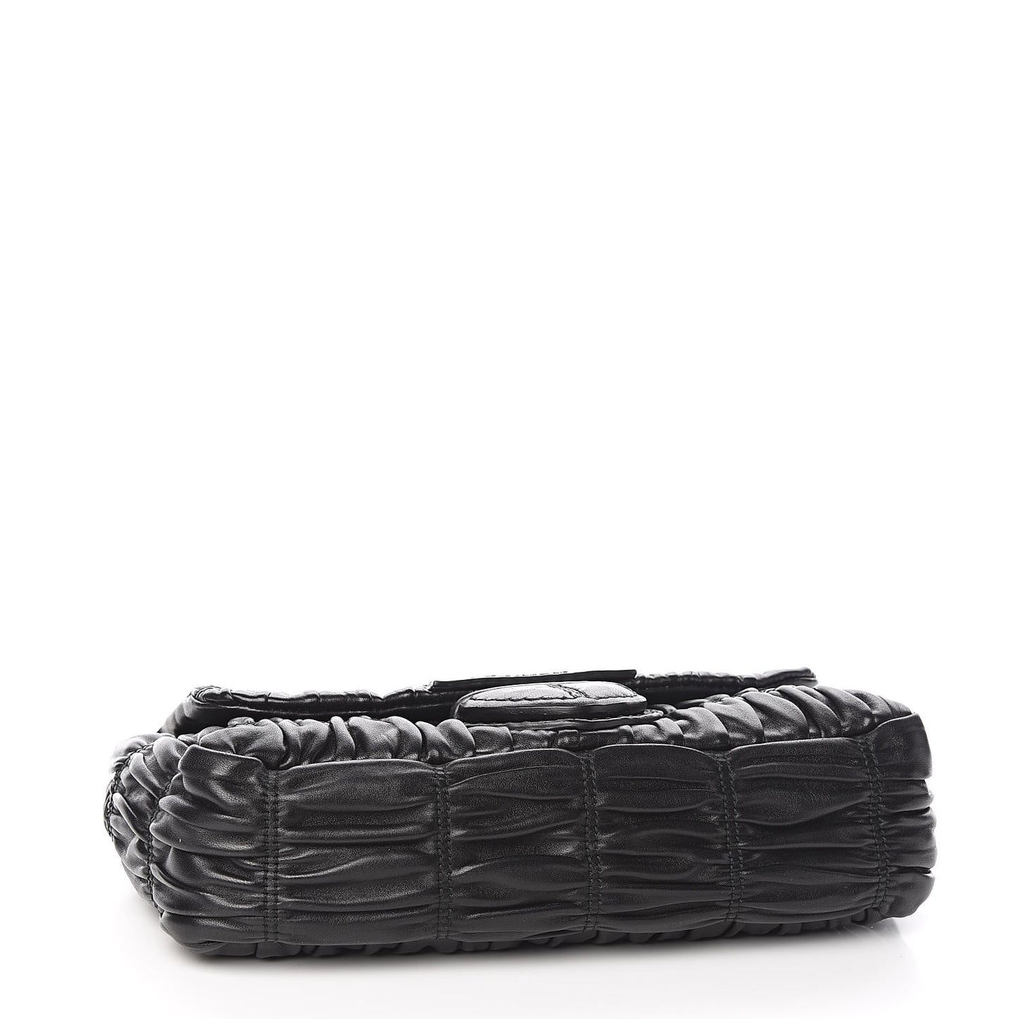 Nappa Gaufre Flap Chain Shoulder Bag Black