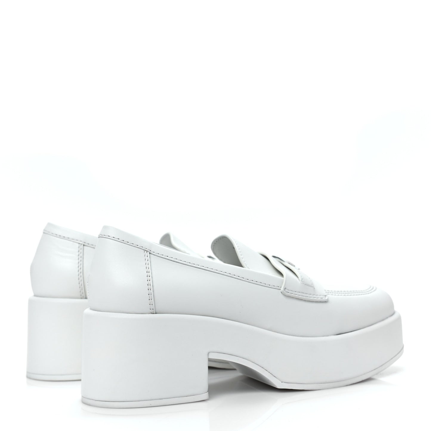 Calfskin CC Platform Loafers 37 White