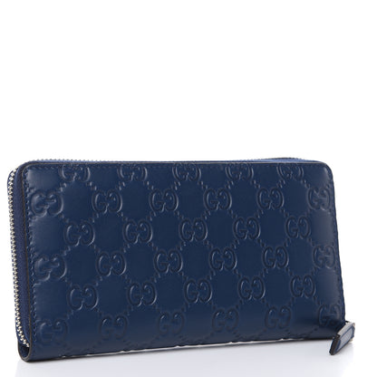 Gucci X MLB Guccissima Signature NY Yankees Embroidered Zip Around Wallet Royale Ivory 3 of 9