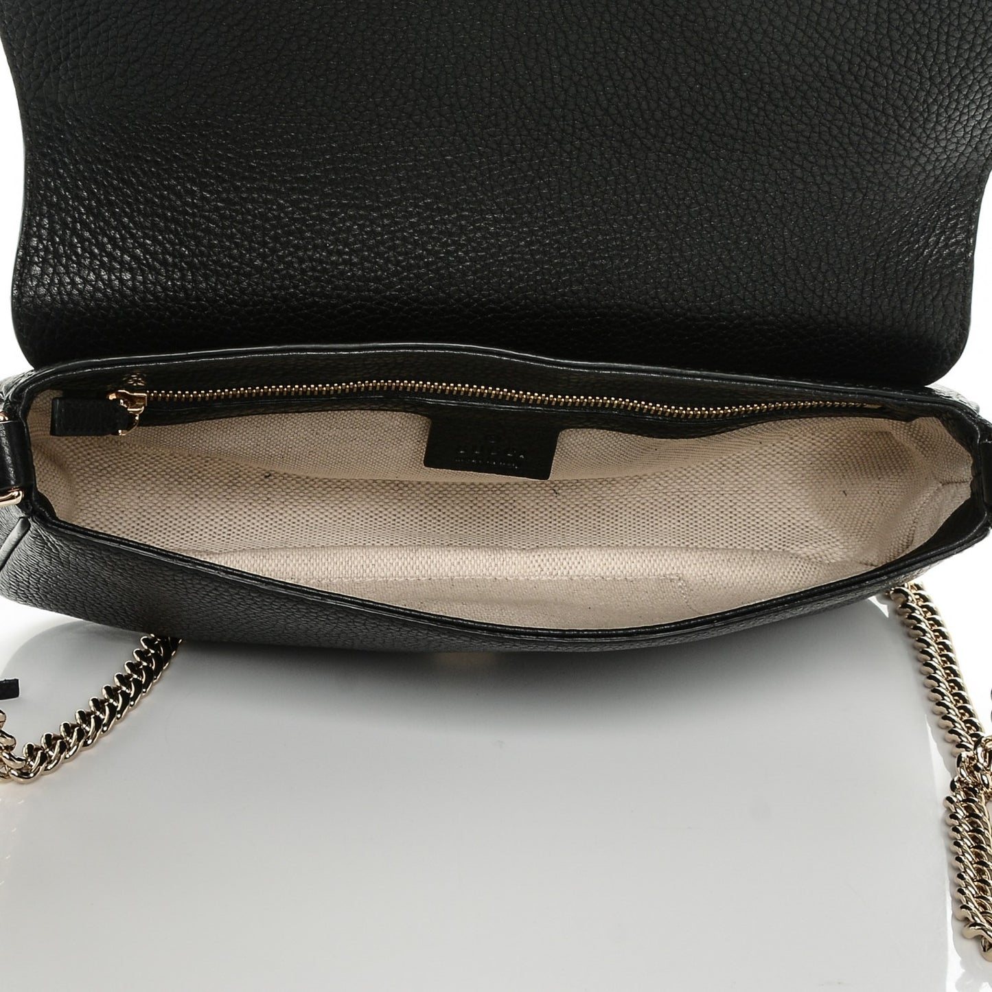 Pebbled Calfskin Medium Soho Flap Crossbody Black