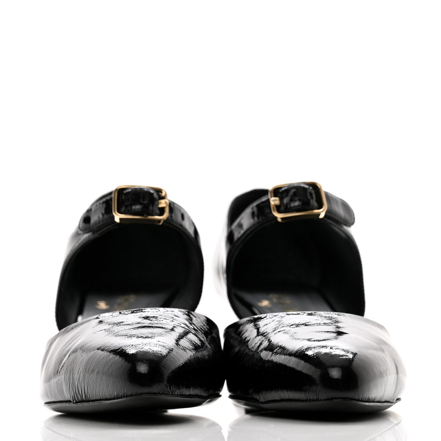 Patent Goatskin Cap Toe Pumps 39 Black