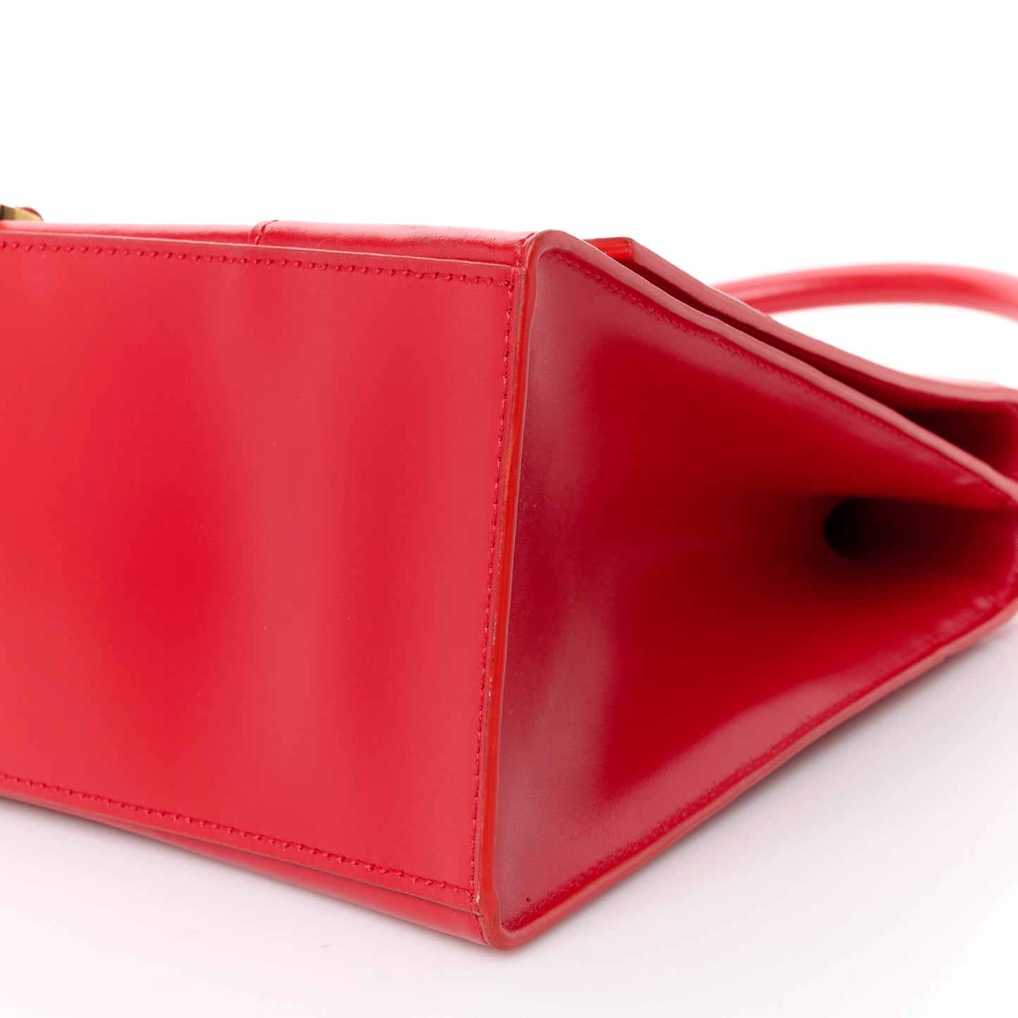 Shiny Box Calfskin Medium Hourglass Top Handle Bag Bright Red
