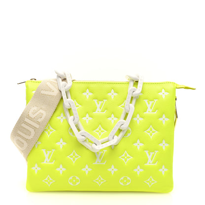 Louis Vuitton Calfskin Embossed Monogram LV Match Coussin PM Fluorescent Yellow 1 of 11