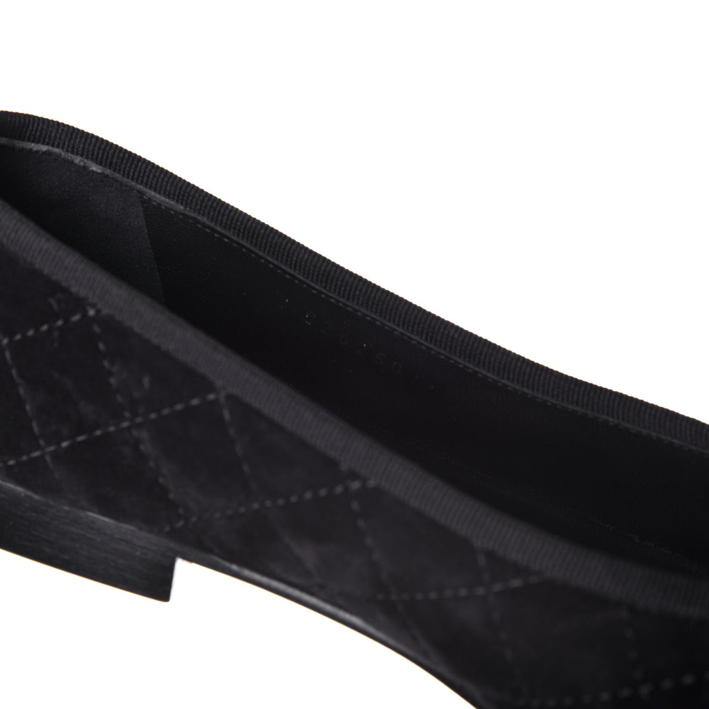 Suede Quilted Cap Toe CC Ballerina Flats 38 Black