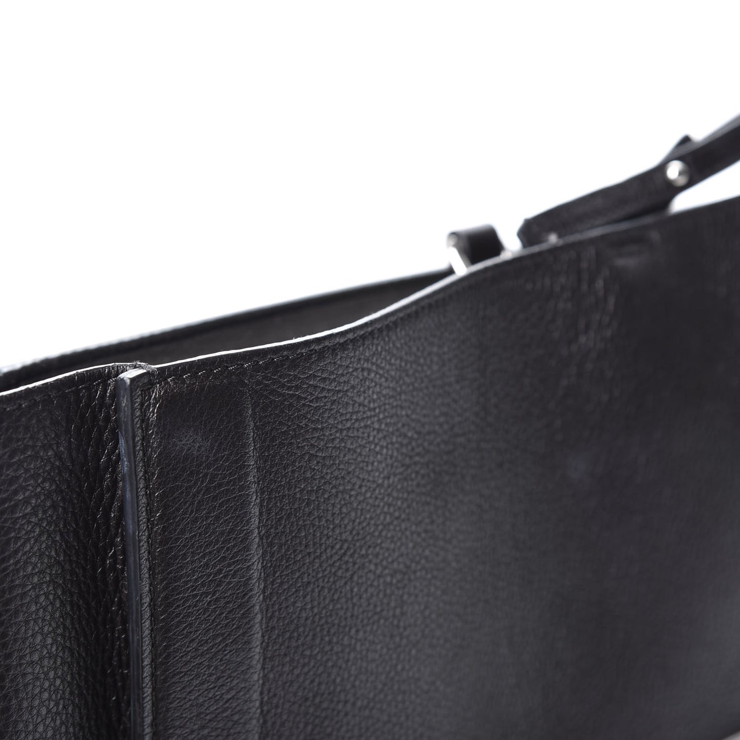 Grained Calfskin Medium Shark Lock Satchel Black