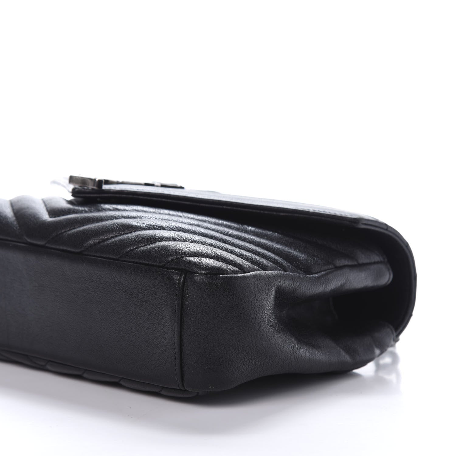 Saint Laurent Sheepskin Matelasse Chevron Monogram Medium College Bag Black 7 of 15