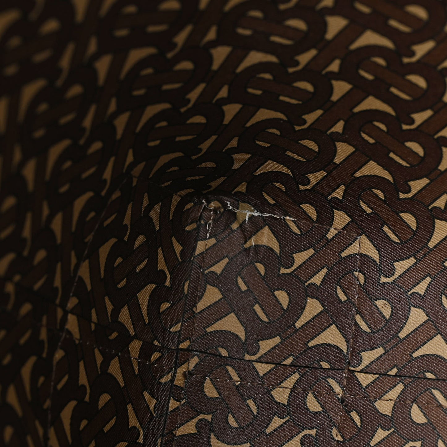 Calfskin TB Motif Embossed Tote Black