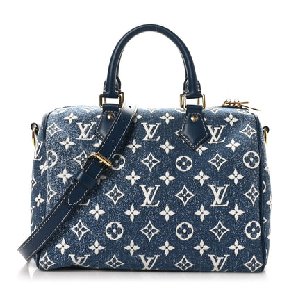 Louis Vuitton Monogram Jacquard Denim Speedy Bandouliere 25 Bleu 1 of 9