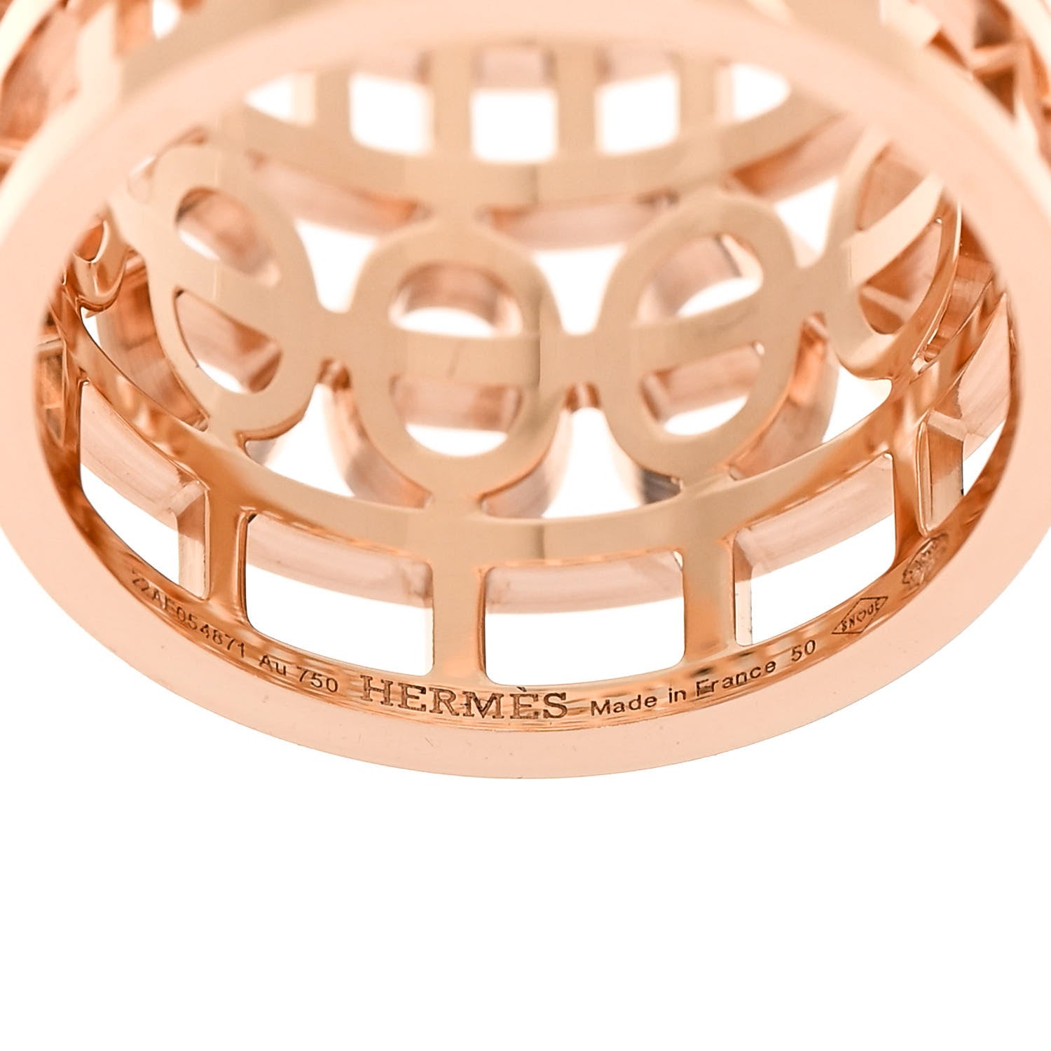 Hermes 18K Rose Gold Chaine d'Ancre Divine Ring 50 5.5 4 of 5