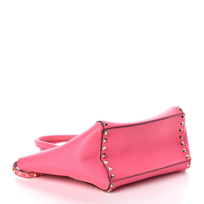 Valentino Garavani Vitello Small Rockstud Double Handle Tote Fuxia Fluo 4 of 10