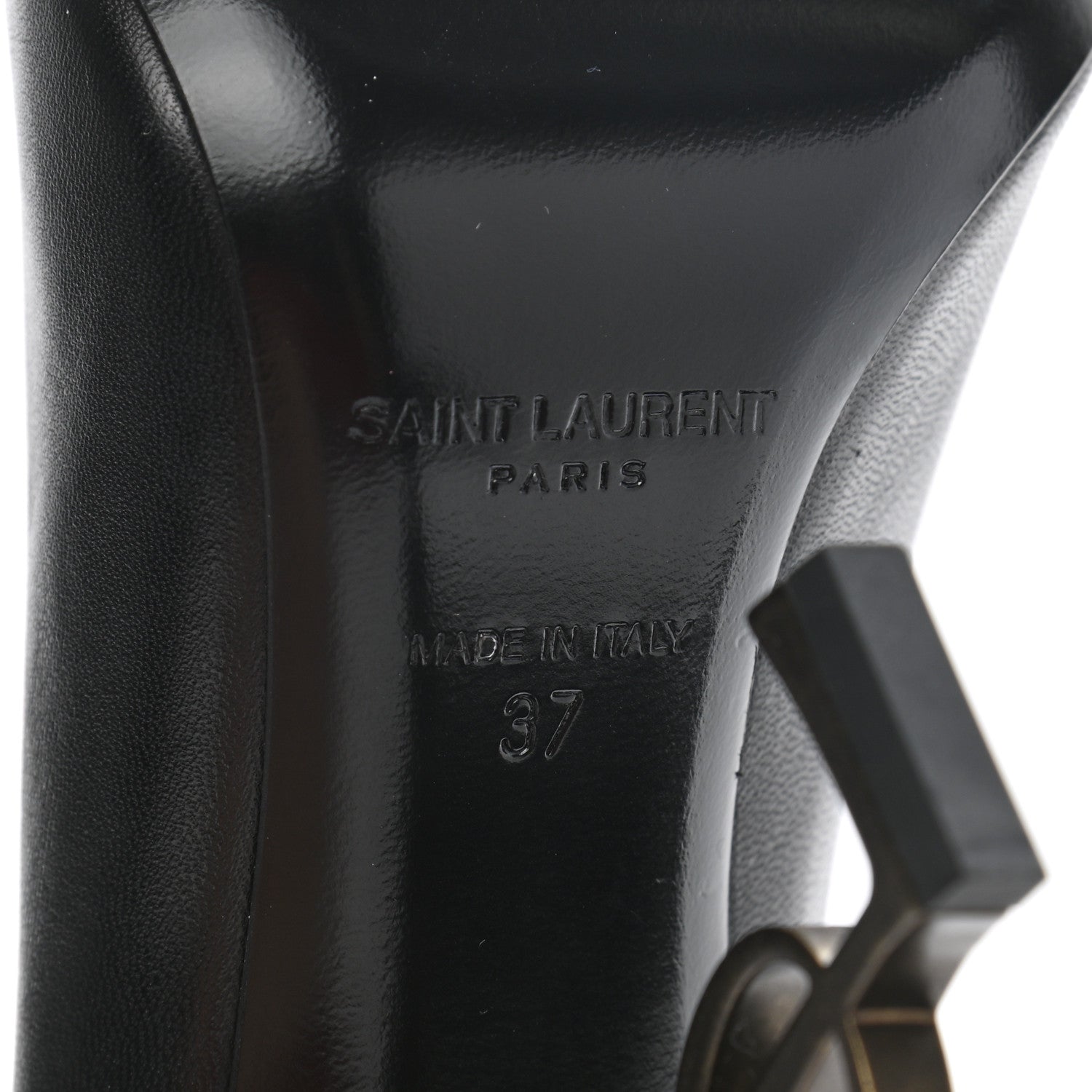Saint Laurent Calfskin Opyum 110 Pumps 37 Black Gold 6 of 7