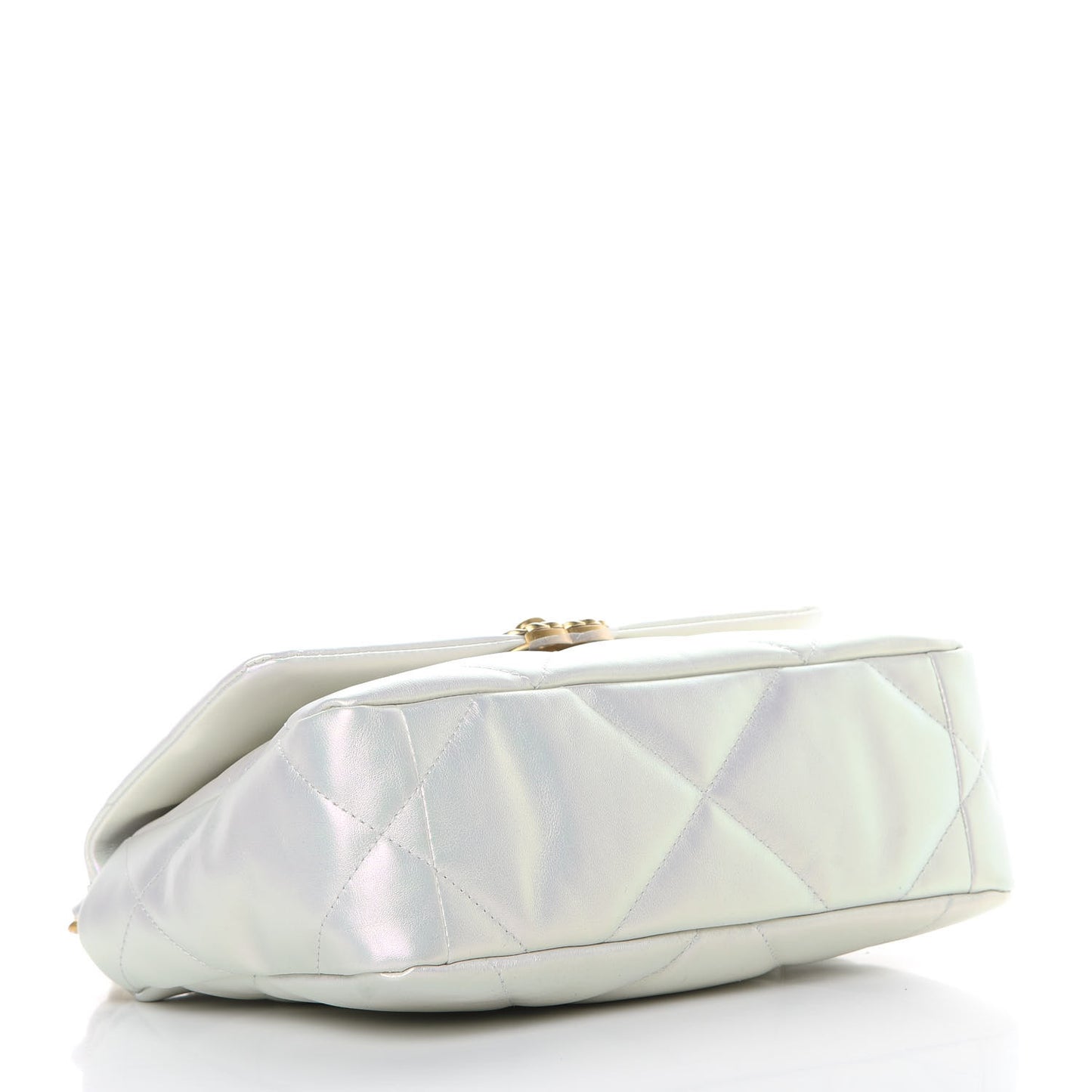 Iridescent Calfskin Quilted Medium Chanel 19 Flap White