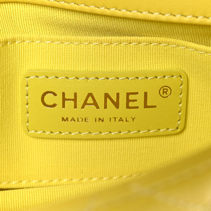 Chanel Lambskin Quilted CC Chain Bar Top Handle Flap Yellow 7 of 11