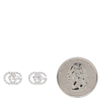 Gucci 18K White Gold Diamond Running G Earrings 2 of 5