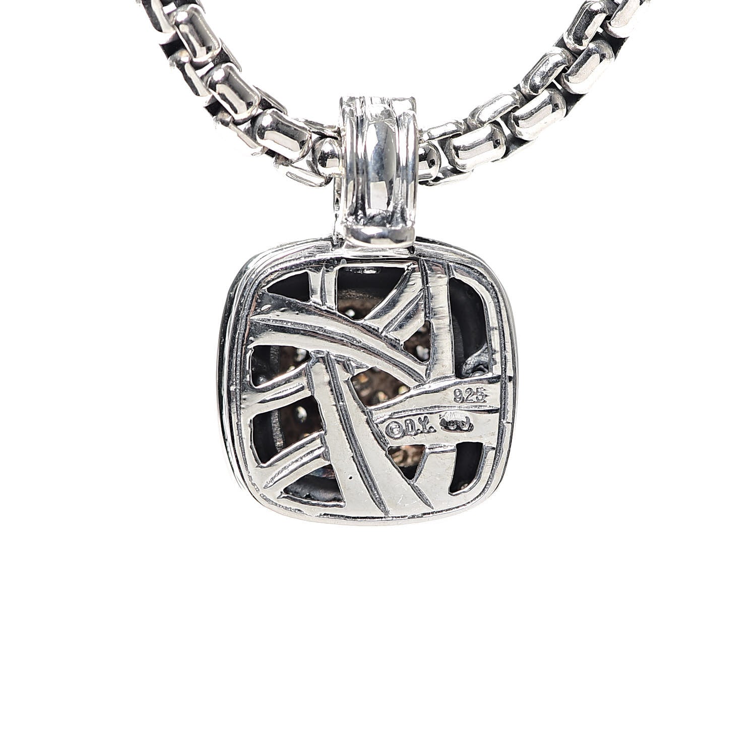 David Yurman Sterling Silver 14K Yellow Gold Diamond 11mm Albion Pendant Necklace 6 of 6