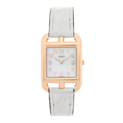 Hermes 18K Rose Gold Alligator 23mm Cape Cod Quartz Watch Bleu Brum 1 of 5