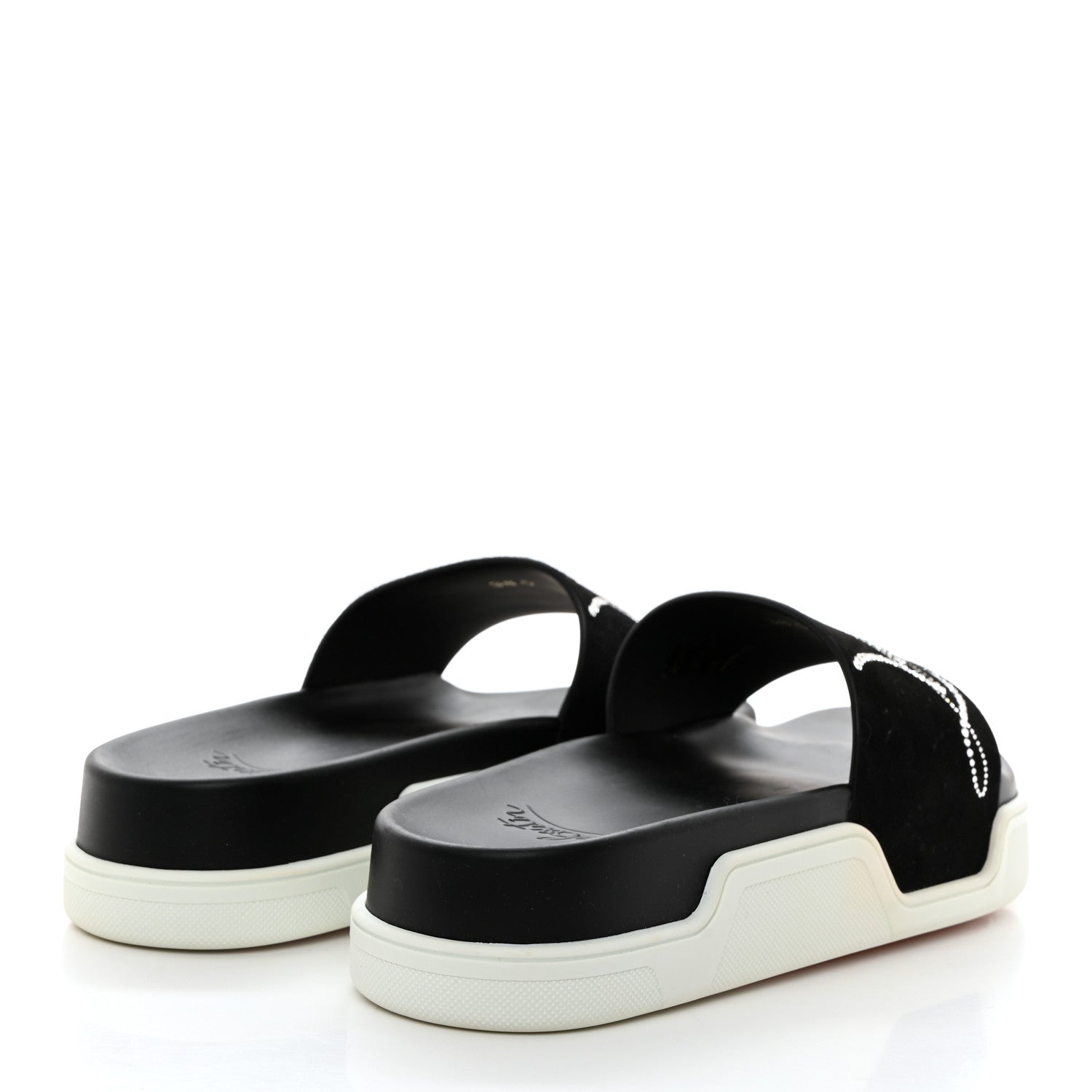 Christian Louboutin CHRISTIAN LOUBOUTIN Veau Velours Strass Dear Pool Flat Platform Slide Sandal 38.5 Black 4 of 8