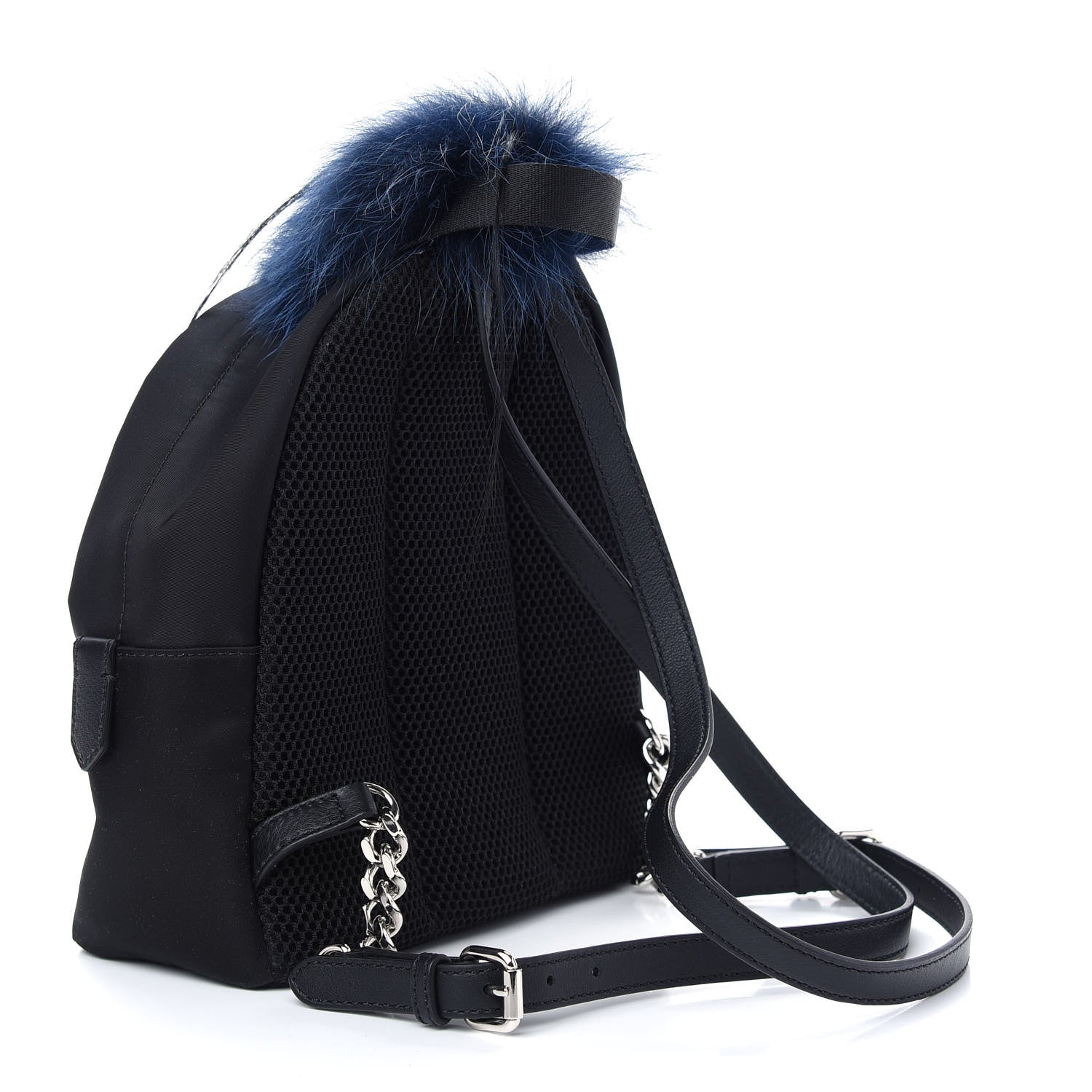 Fendi Nylon Vitello Fox Goat Fur Monster Eyes Mini Backpack Black Multicolor Sky 3 of 10