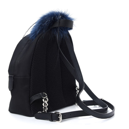 Fendi Nylon Vitello Fox Goat Fur Monster Eyes Mini Backpack Black Multicolor Sky 3 of 10
