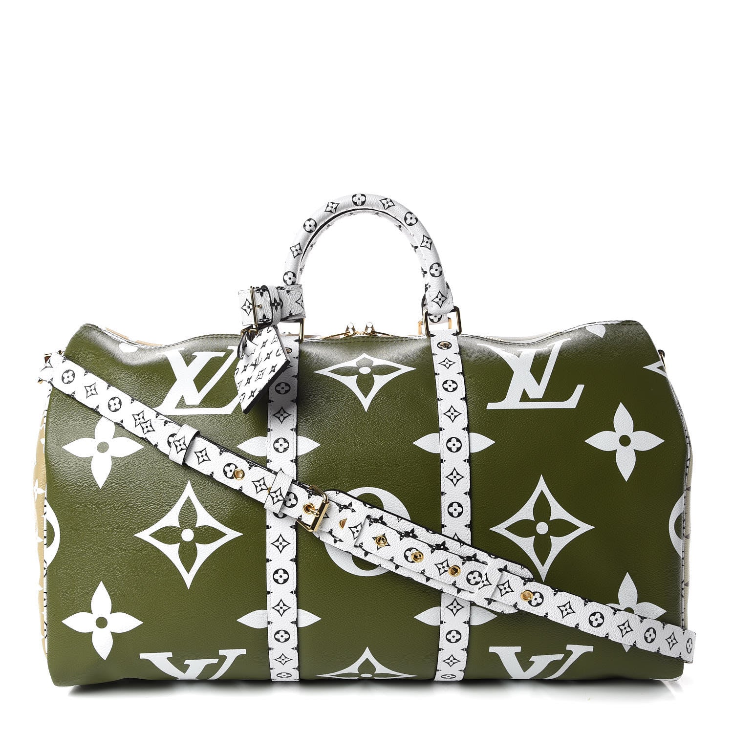 Louis Vuitton Monogram Giant Keepall Bandouliere 50 Kaki Beige 1 of 10