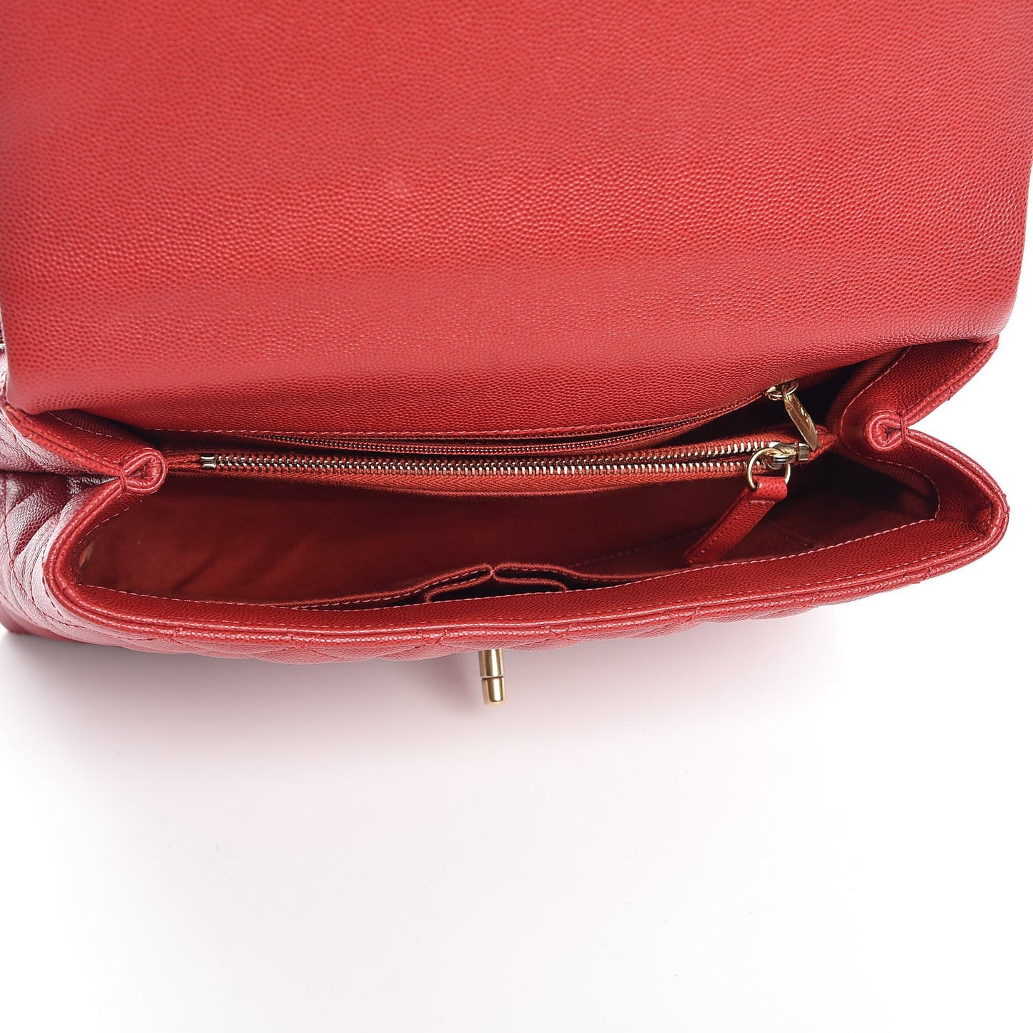 Caviar Quilted Small Coco Handle Flap Red