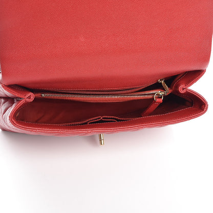 Chanel Caviar Quilted Small Coco Handle Flap Red 5 of 7