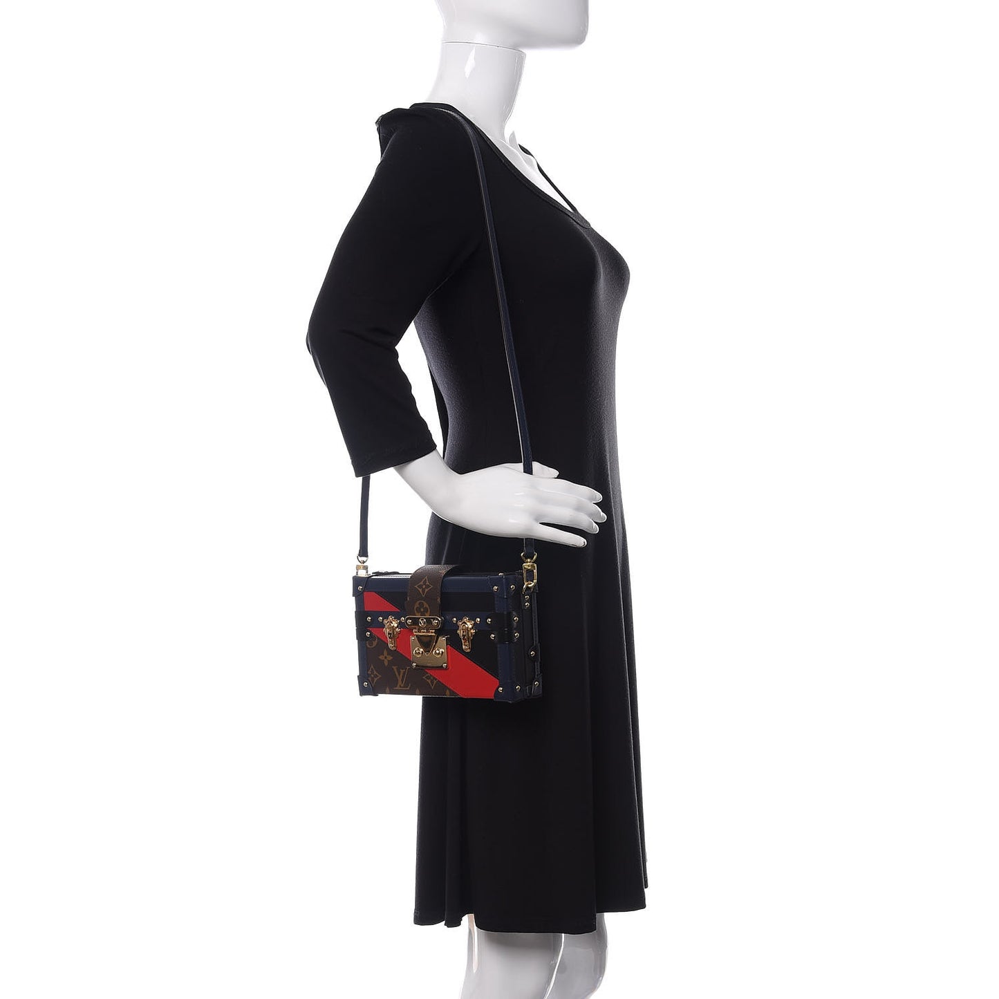Monogram Malletage Print Petite Malle Marine Rouge
