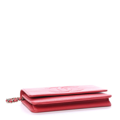 Chanel Caviar Timeless CC Wallet On Chain WOC Coral 4 of 11