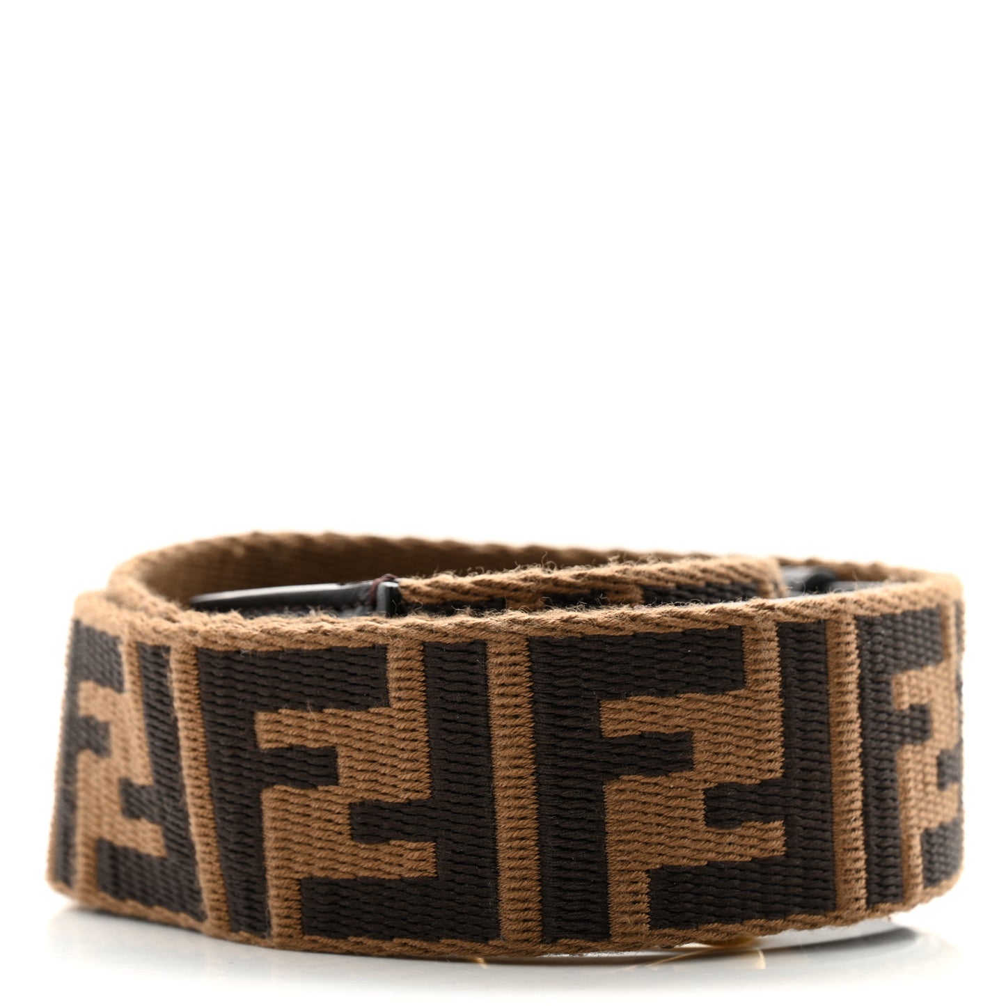 Ribbon Vitello Century FF 1974 Flat Studded Strap You Fango Marrone Ebano