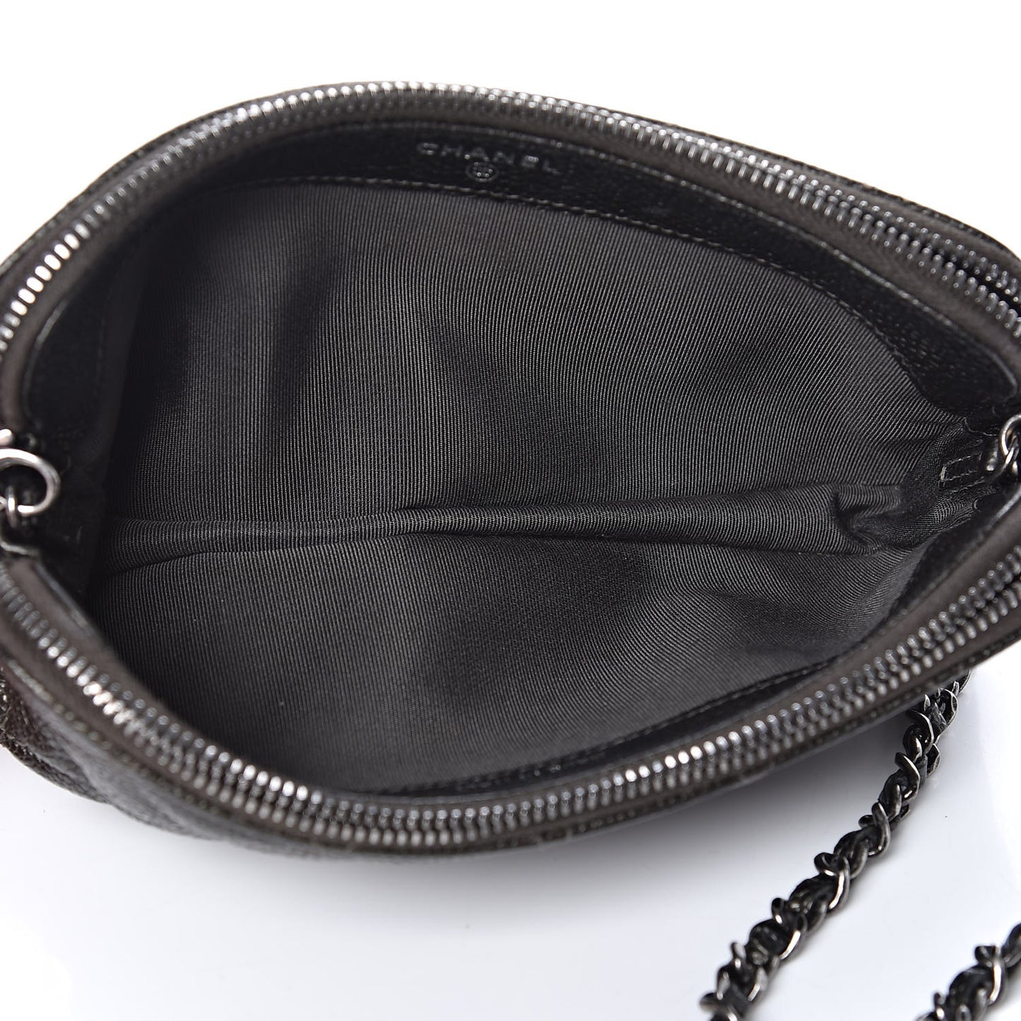 Caviar Quilted Small Clutch With Chain Dark Charcoal