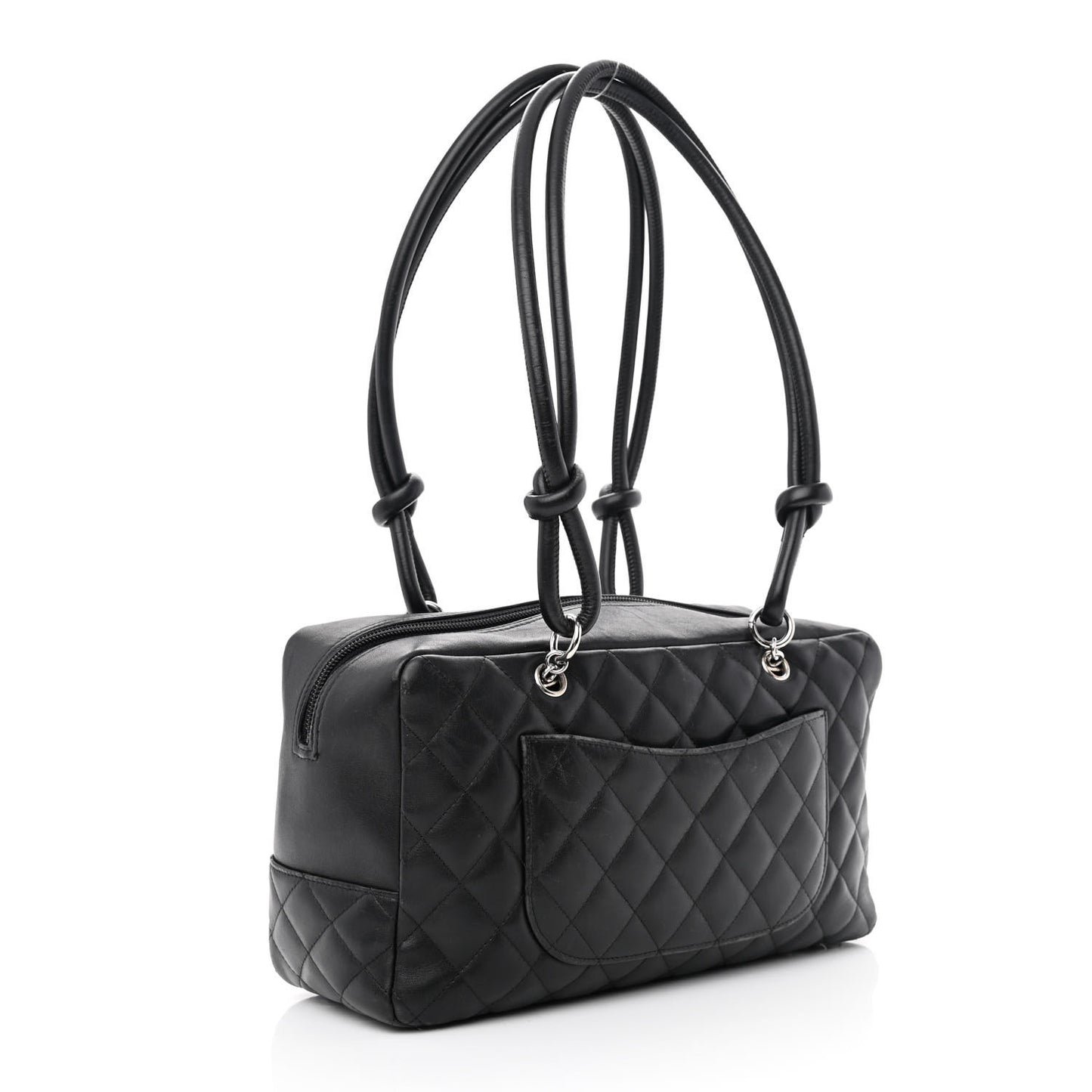 Calfskin Quilted Large Cambon Bowler Black