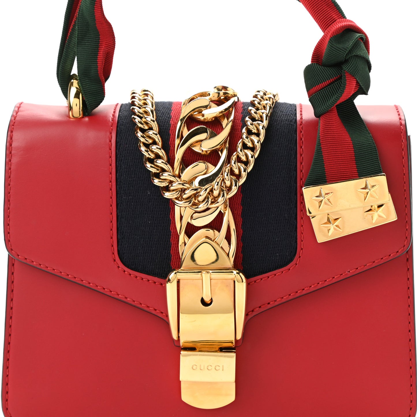 Calfskin Mini Sylvie Chain Shoulder Bag Hibiscus Red