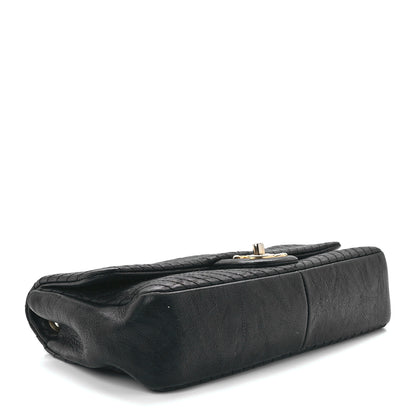 Chanel Calfskin Chevron Quilted Medium Surpique Flap Black 4 of 14