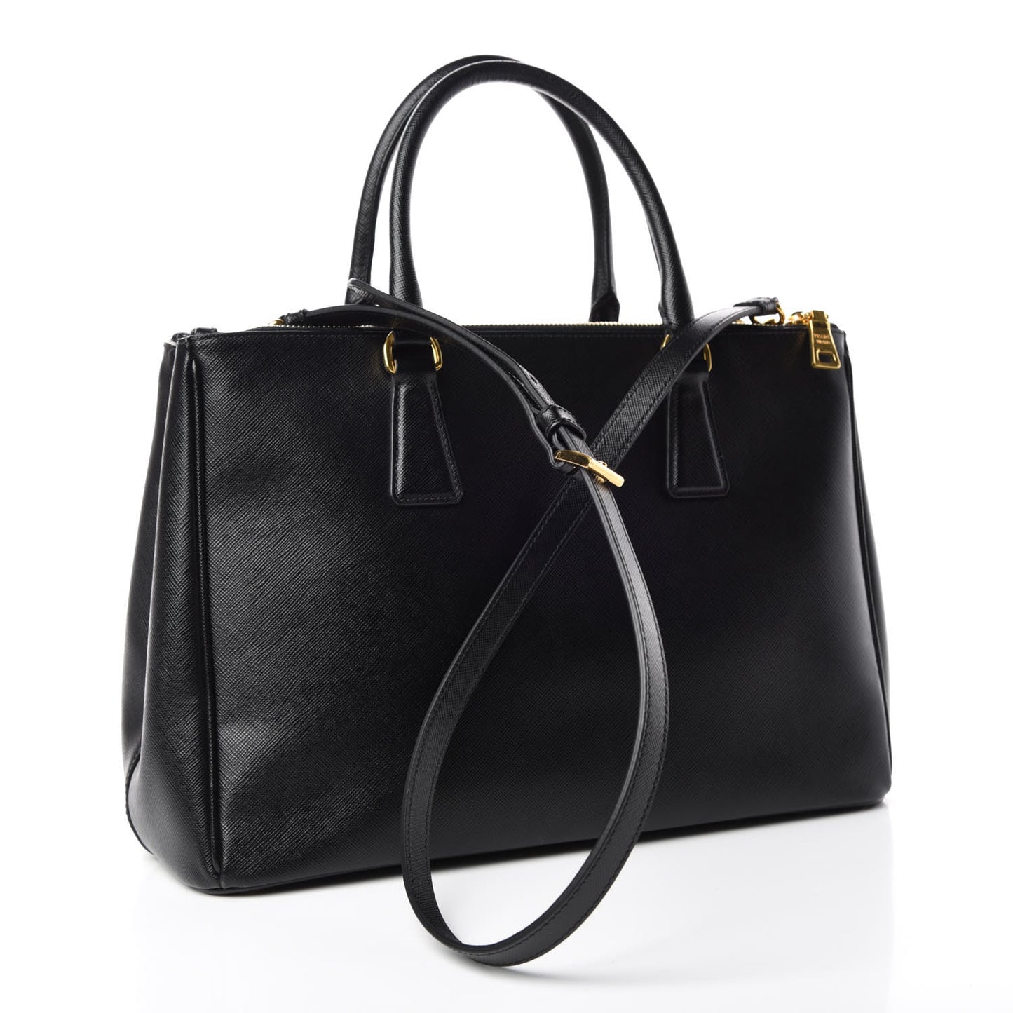 Saffiano Medium Galleria Double Zip Tote Black