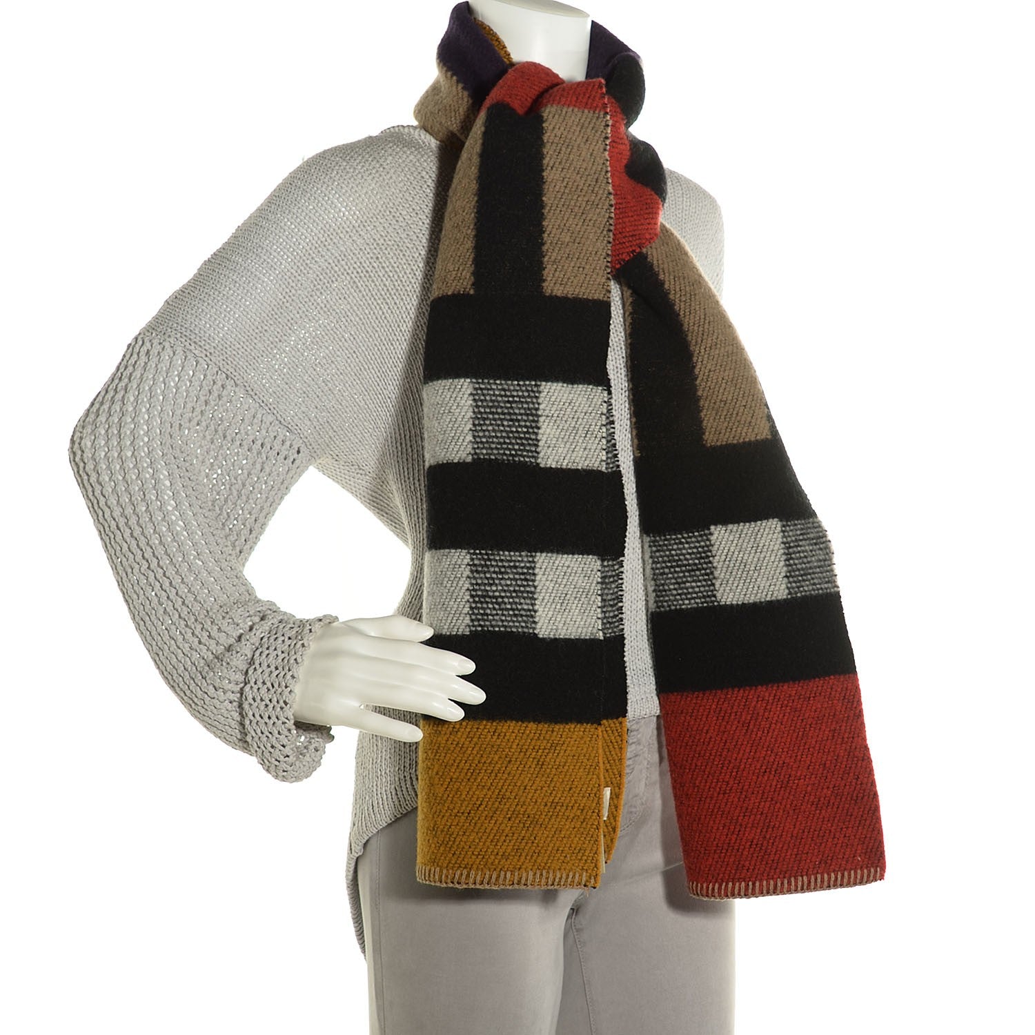 Burberry Wool Cashmere Patchwork Blanket Scarf 2 of 8