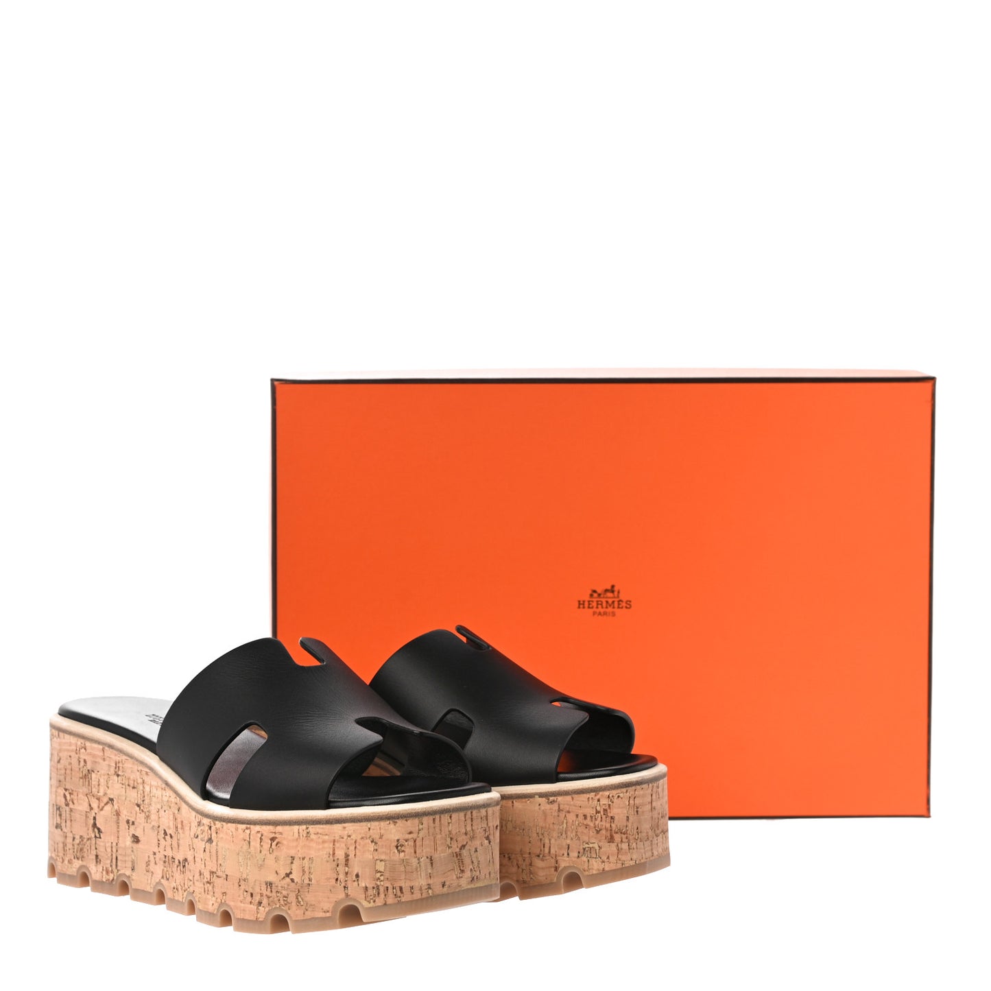 Calfskin Cork Eze 30 Sandals 35 Black