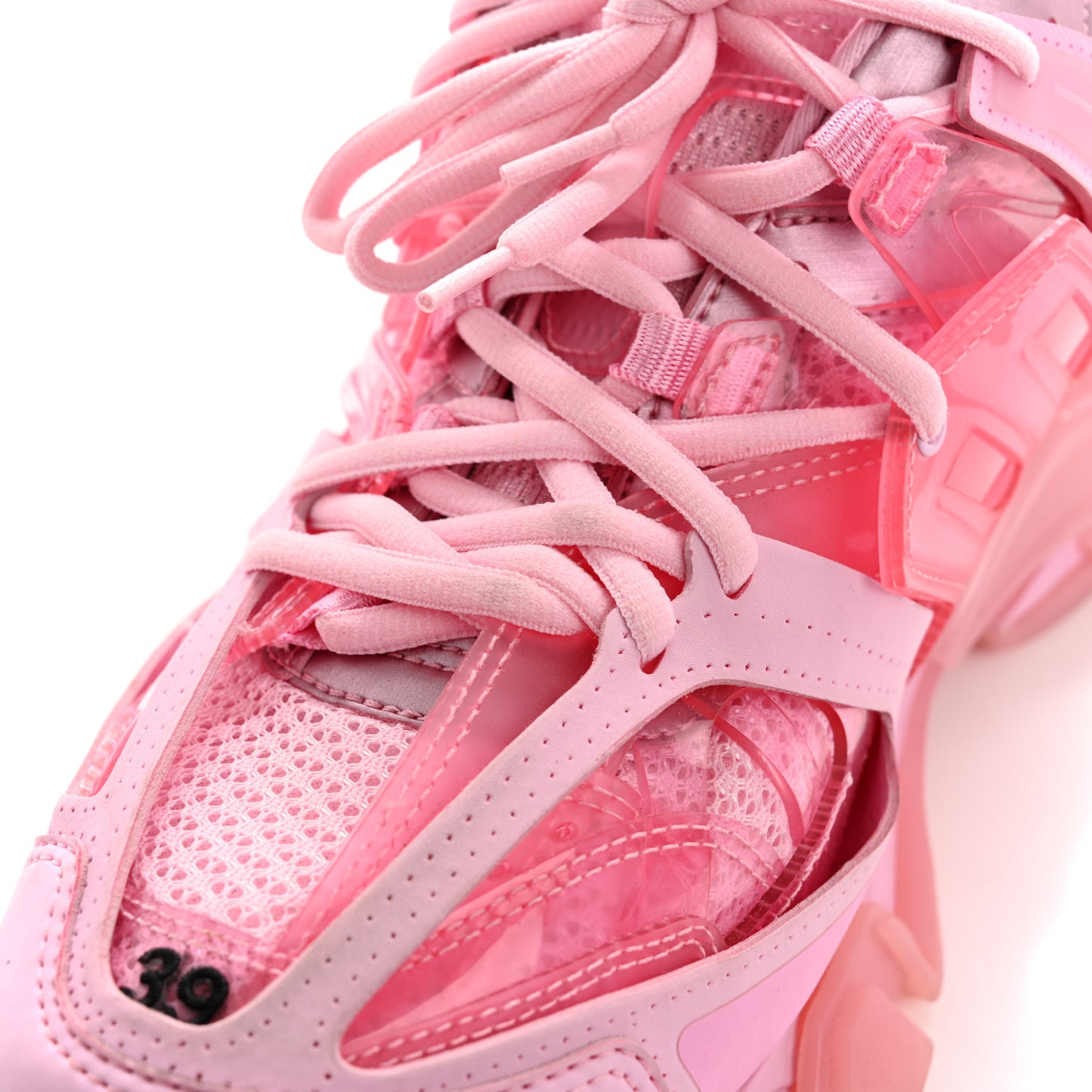 Rubber Mesh Fabric Clear Sole Womens Track Sneakers 39 Pink
