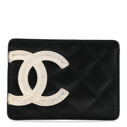 Chanel Calfskin Quilted Cambon Card Holder Black White 1 of 10