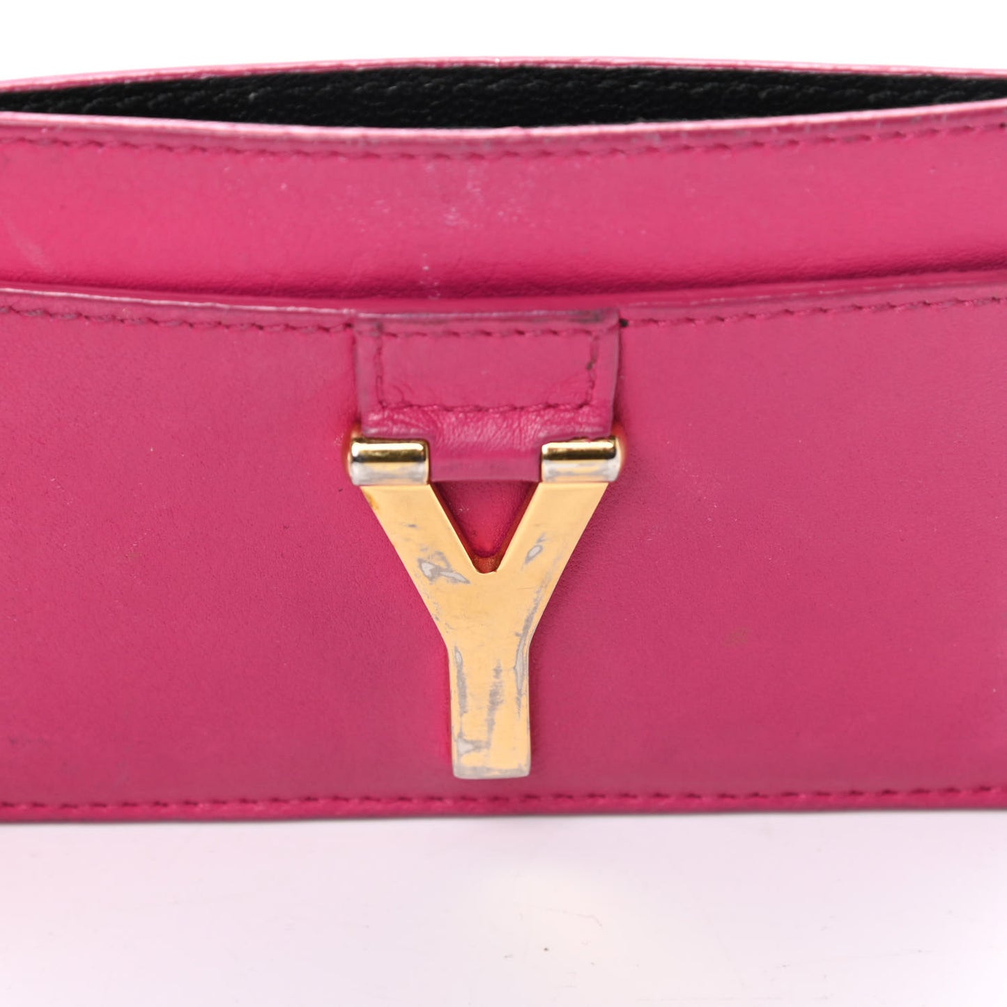 Calfskin Classic Y Card Case Fuchsia
