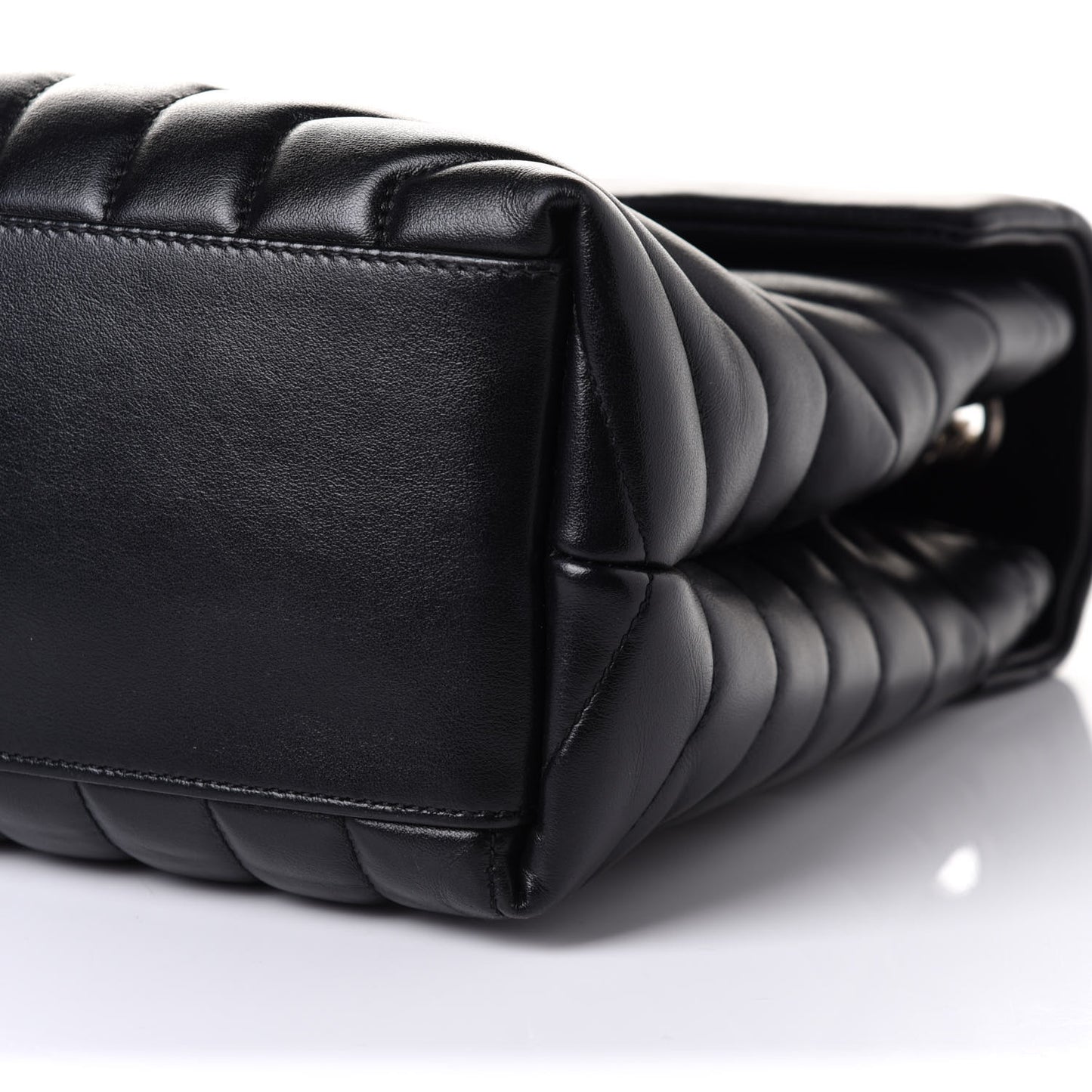 Calfskin Y Quilted Monogram Medium Loulou Chain Satchel Black
