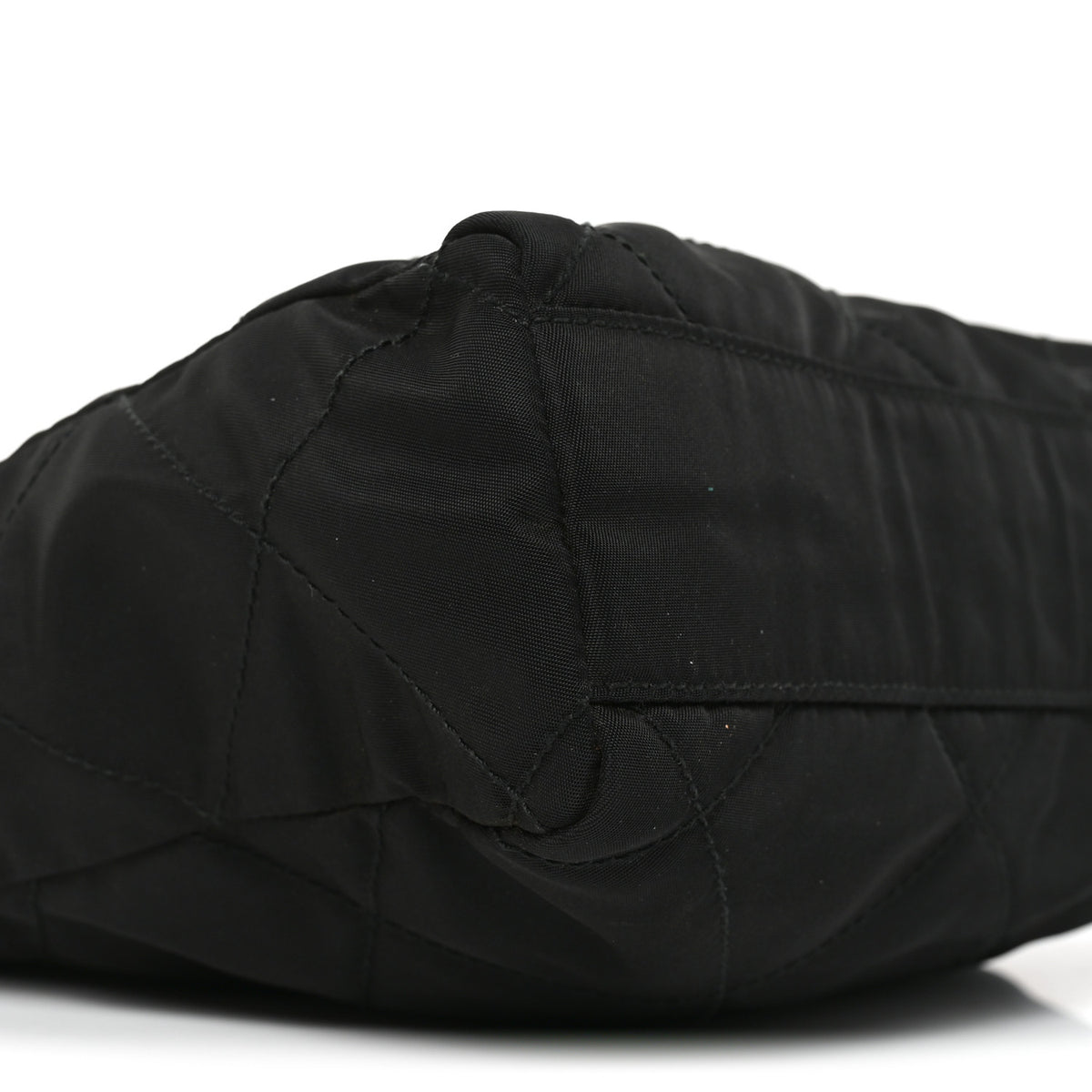 Nylon Tessuto Impuntu Quilted Flap Shoulder Bag Black