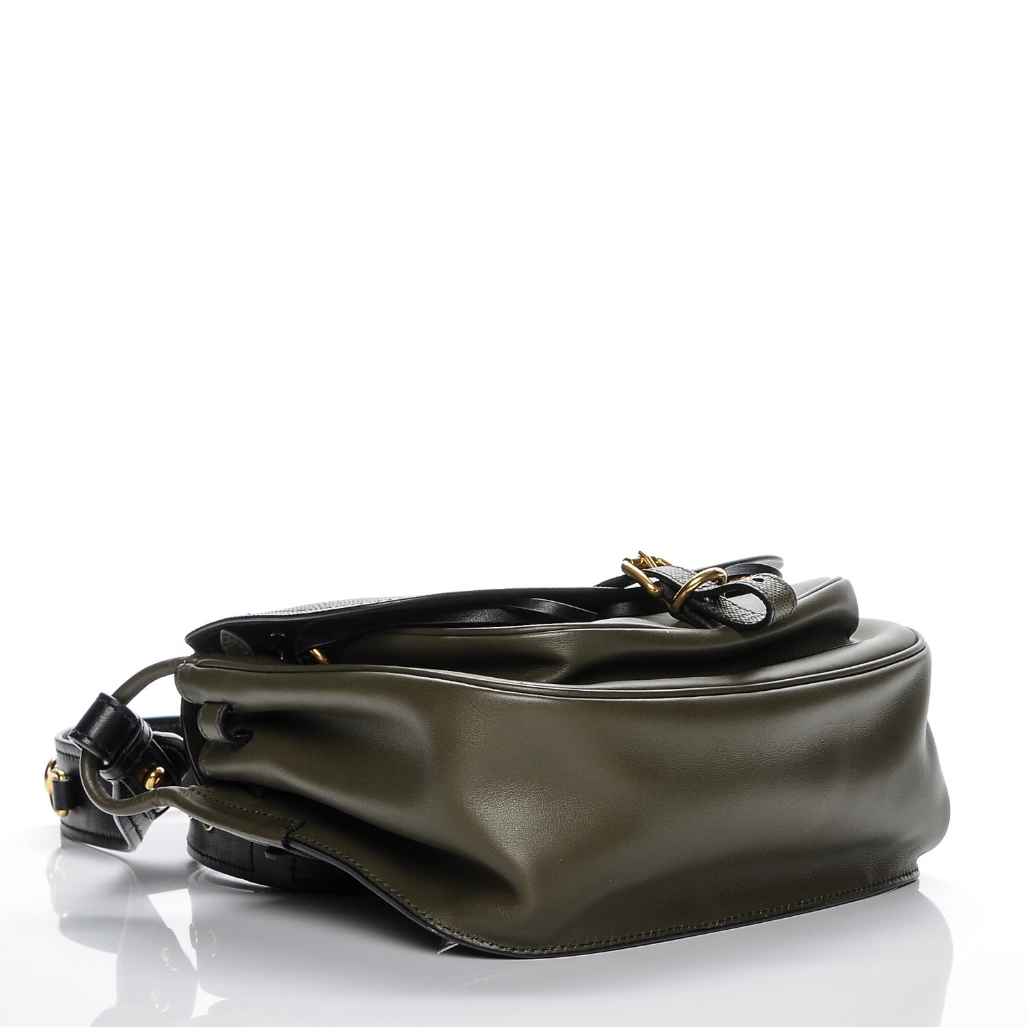 Prada Saffiano Cuir Calf Corsaire Bag Militare Black 4 of 6