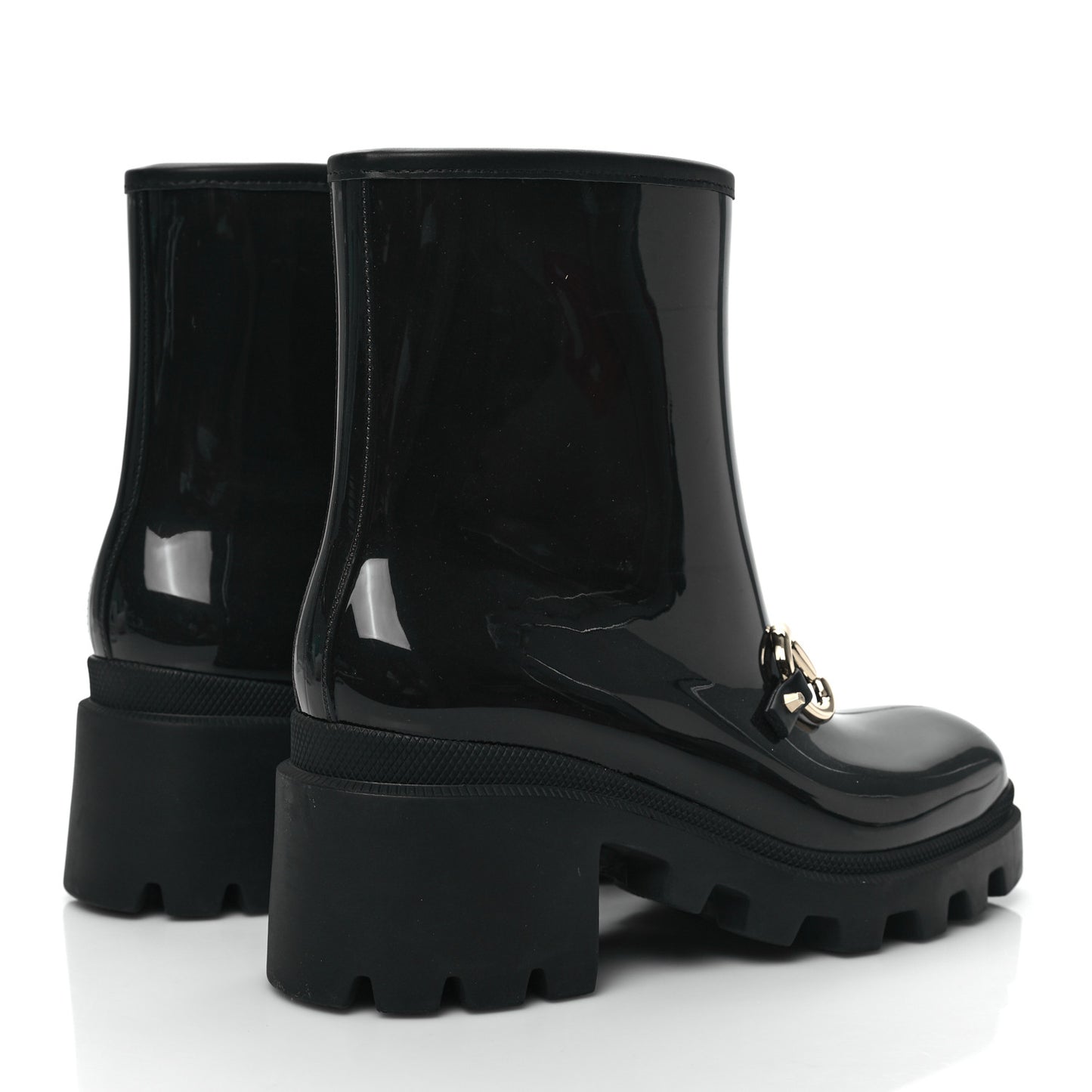 Rubber Womens Horsebit Ankle Boots 38 Black