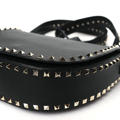 Valentino Garavani Calfskin Large Rockstud Halfmoon Saddle Bag Black 9 of 9