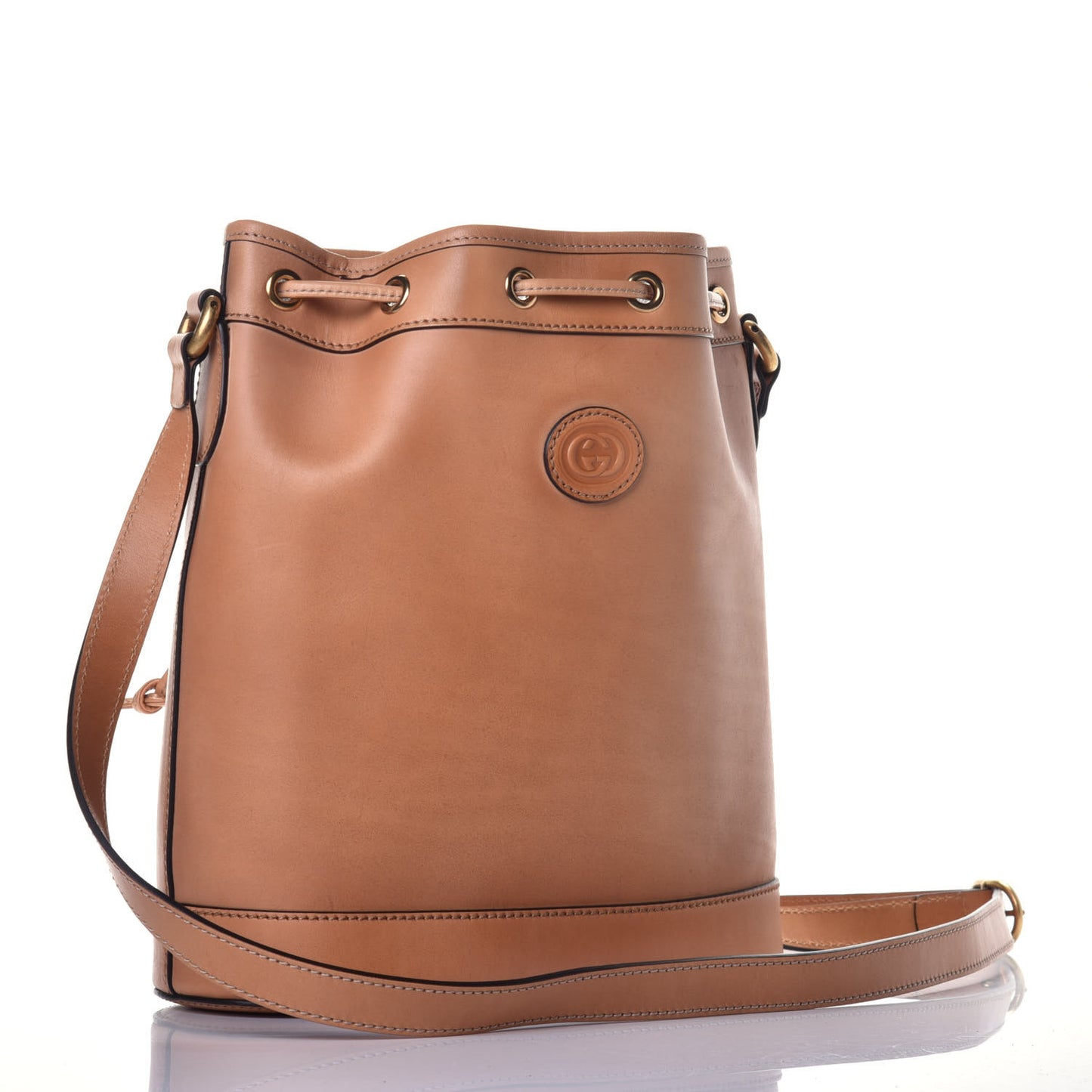 X DISNEY Calfskin Mickey Mouse Printed Bucket Bag Brown