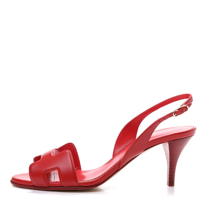 Hermes Nappa Night 70 Slingback Sandals 35.5 Red 1 of 8